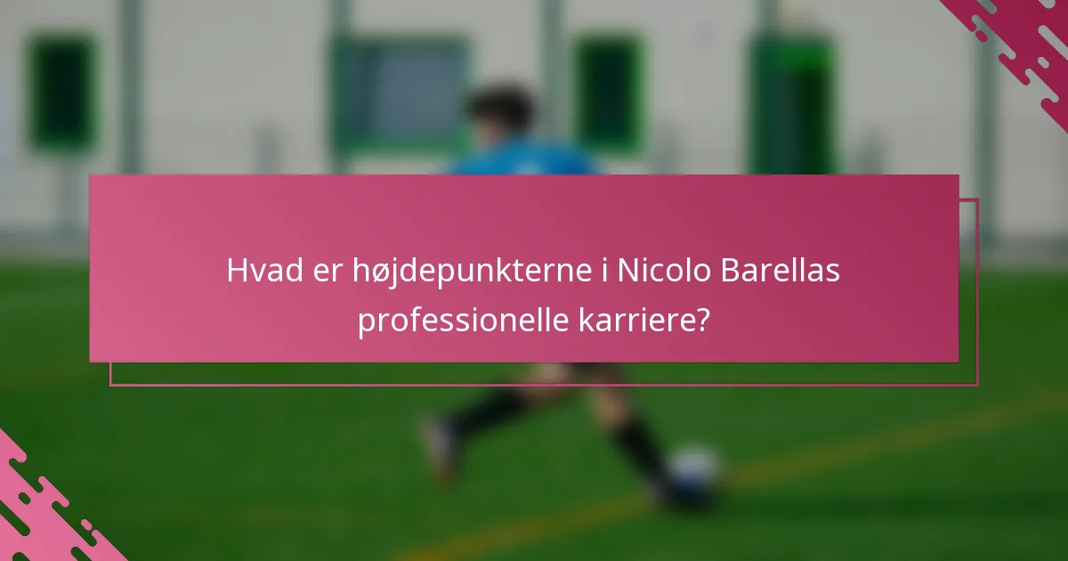 Hvad er højdepunkterne i Nicolo Barellas professionelle karriere?