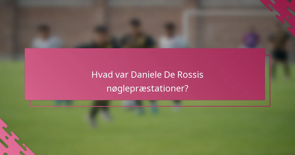 Hvad var Daniele De Rossis nøglepræstationer?