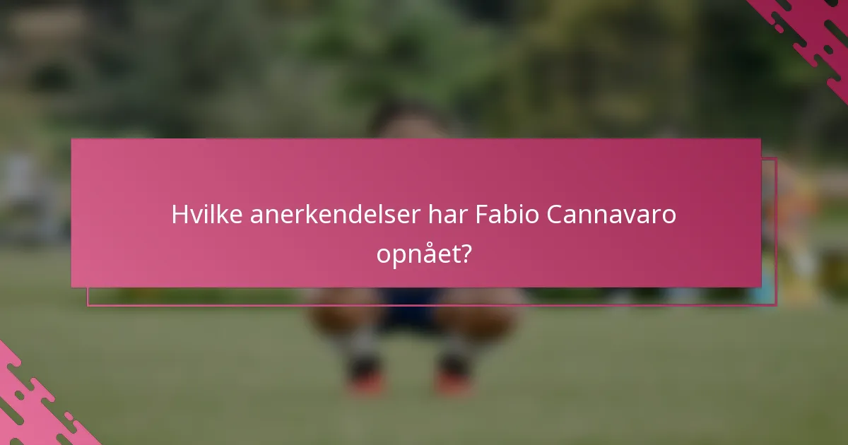 Hvilke anerkendelser har Fabio Cannavaro opnået?