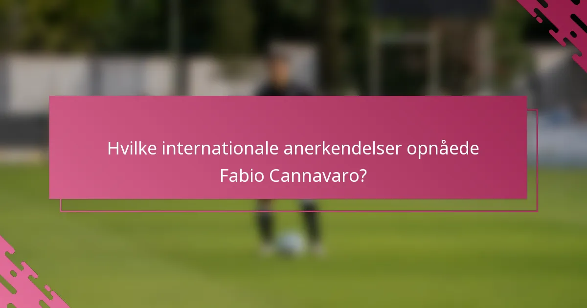 Hvilke internationale anerkendelser opnåede Fabio Cannavaro?