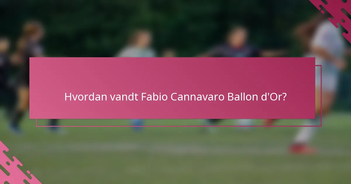 Hvordan vandt Fabio Cannavaro Ballon d'Or?